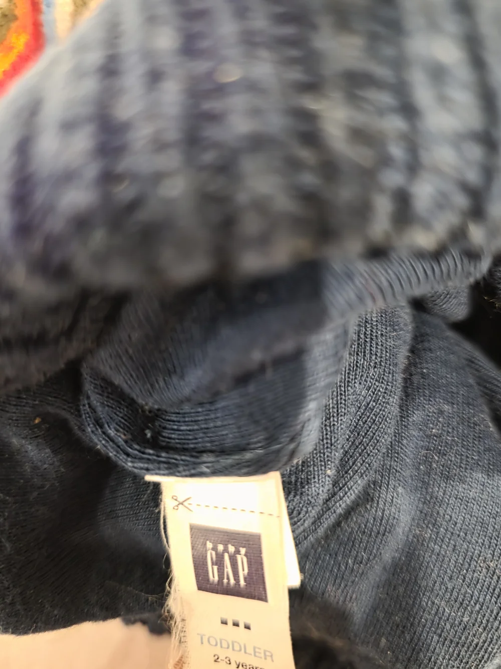 Baby GAP Toddler Navy Multi-Stripe Knit Beanie with Pom Size 2 3t Cute